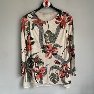 Soft Surroundings Floral Palm Print Top Size M